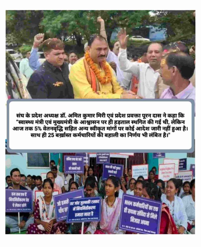 CM व हेल्थ मिनिस्टर की घोषणा के बाद भी NHM कर्मियों की मांगों पर कोई अमल नहीं, न ही विभाग से जारी किया गया कोई आदेश