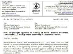 CIL के बोर्ड ऑफ डायरेक्टर्स ने सैद्धांतिक रूप से प्रदान की SECL और MCL को लिस्ट करने की स्वीकृति