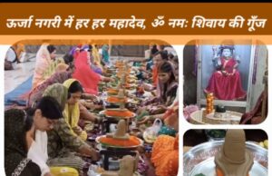 पवित्र सावन माह के अंतिम सोमवार द्वादश ज्योतिर्लिंग स्वरूप 12 पार्थिव शिवलिंग में किया गया महा रुद्राभिषेक