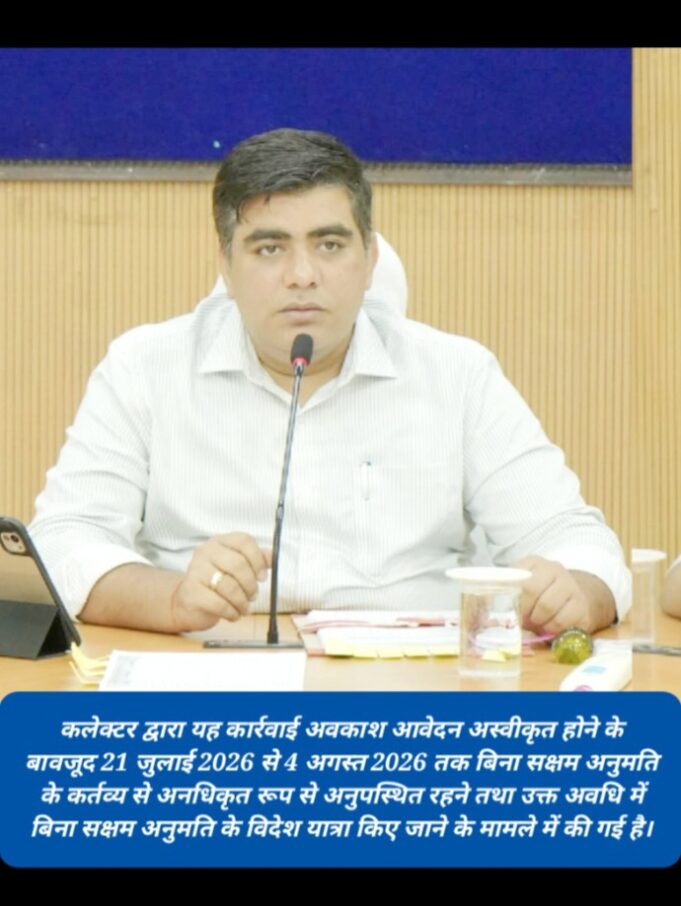 कलेक्टर कुणाल दुदावत ने दीपका तहसील में पदस्थ राजस्व निरीक्षक नीलकांत यादव को किया निलंबित